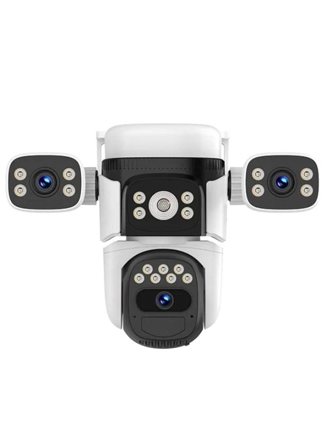 Three Lens 4G Solar Security Camera - No SIM Needed! AOV Always-On Video, Wireless Outdoor CCTV with Solar Panel, Easy Setup for Home & Villa