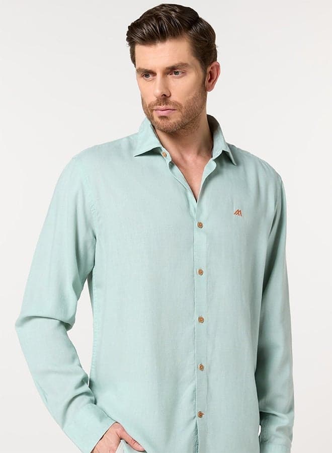 The Lagoon Fresh Light Sea Green Lyocell Linen Shirt with Crisp Coolness
