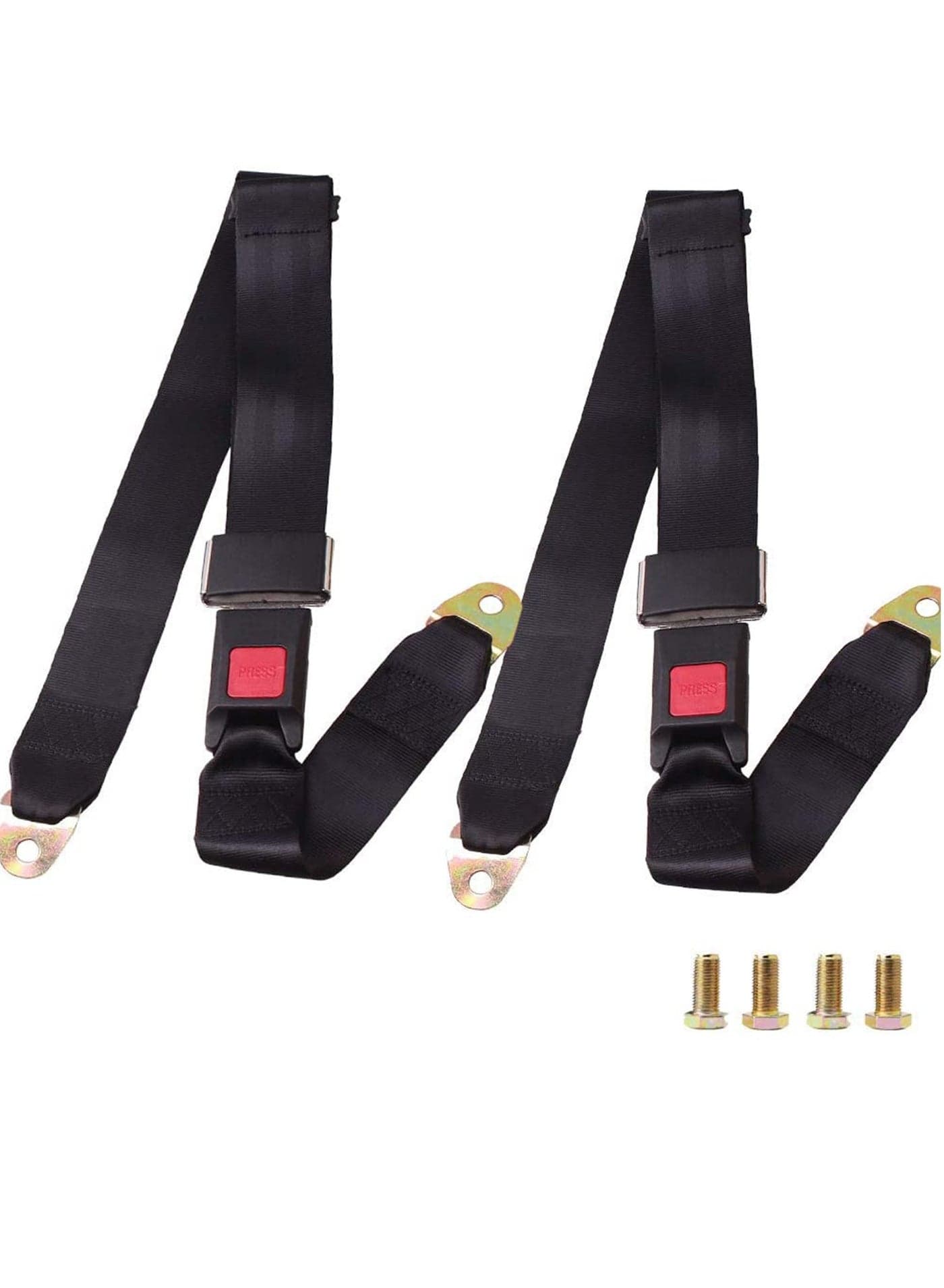 Universal Seat Belt 2 Point Seat Belt Adjustable Lap Strap Buckle, Universal Golf Cart Belt Kit, Adjustable Retractable Belt Kit for Truck, Go Kart, Van, Vr, Utv, And Buggies, 50" Length 2 Pack