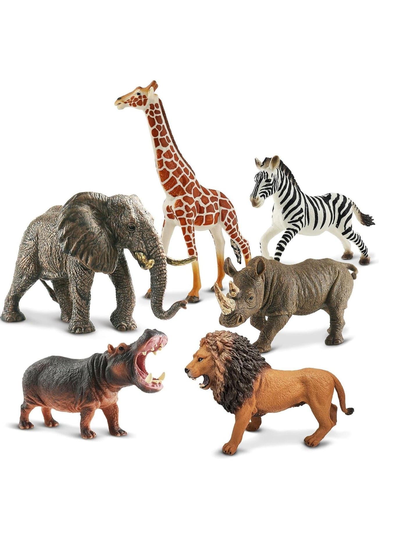 Jumbo Safari Big Animal Toys Jungle Animal Toys Large Size Wild Animals Toys for kids Playset Realistic Plastic Animal Set Tiger Lion Black Bear Rhino Elephant Hippo Orangutan Zebra Giraffe Polar Bears Buffaloes Plastic Model