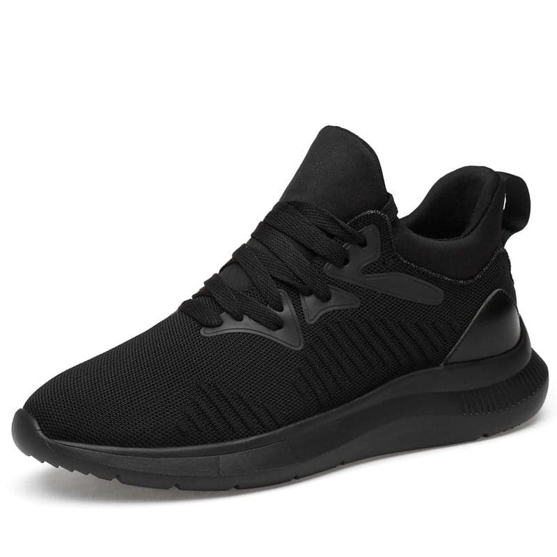 Mens Shoes Invisible Inner Height Increase 8CM Summer New Breathable Mesh Fashionable Height Increase Shoes Mens 6 sneaker Casual Board Shoes black flat