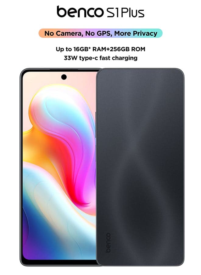S1 Plus Dual SIM Dark Grey 8+8GB RAM 256GB 4G LTE No Camera and No GPS - Middle East Version