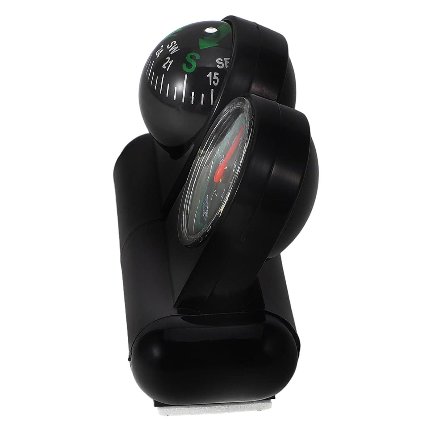 Black Car Compass Thermometer with Rotatable Dashboard Mount for Precise Navigation and Temperature Monitoring
