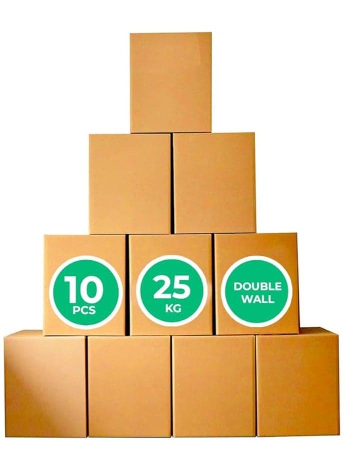 Duravel Double Carton Box Set Wall Cardboard Boxes, 10 Pieces, 25 Kg Capacity (45X45X45)