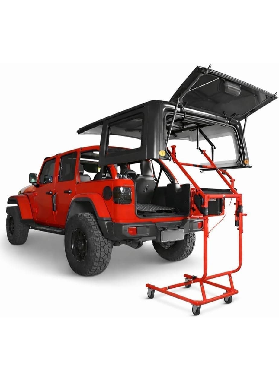Enjoy Freedom, Hard Top Roof Lifter Compatible with Jeep Wrangler 1997-2025, Lift System, Solo Operation, Safety Brake, heavy-duty, portable, fully adjustable, Suitable for Girl, 1 Year Warranty