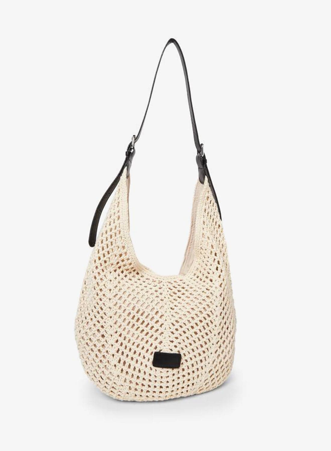 Styli Beige Crochet Hobo Bag