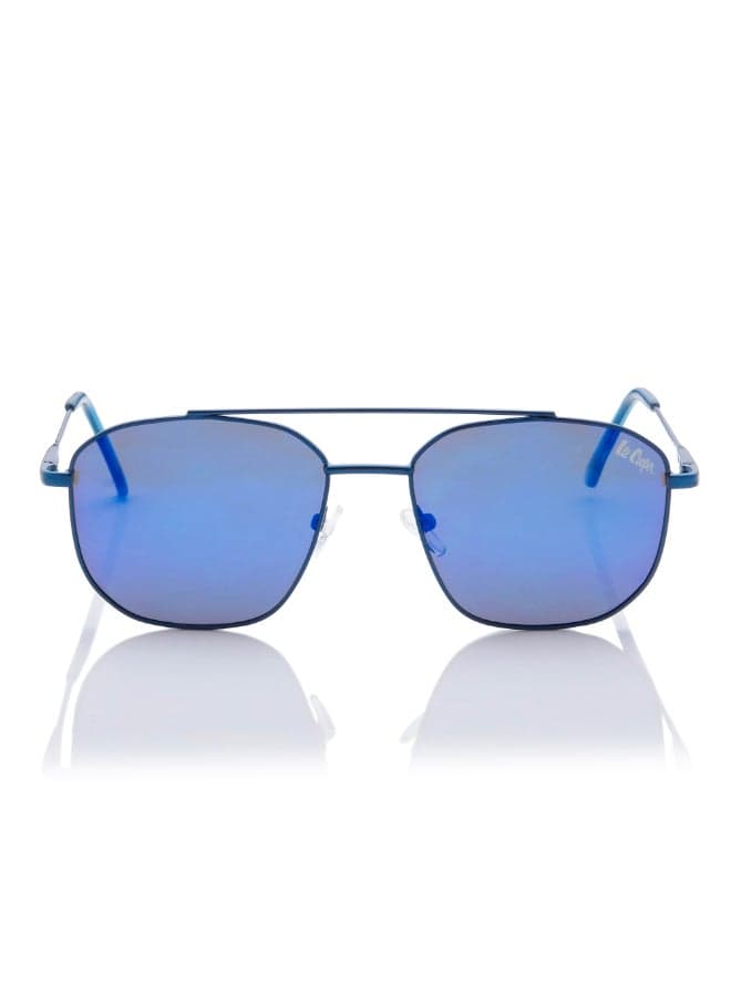 Unisex Polarized Sunglasses Matte Dark Blue Frame Blue Mirror Mirror Lens 54mm - LC1204C03