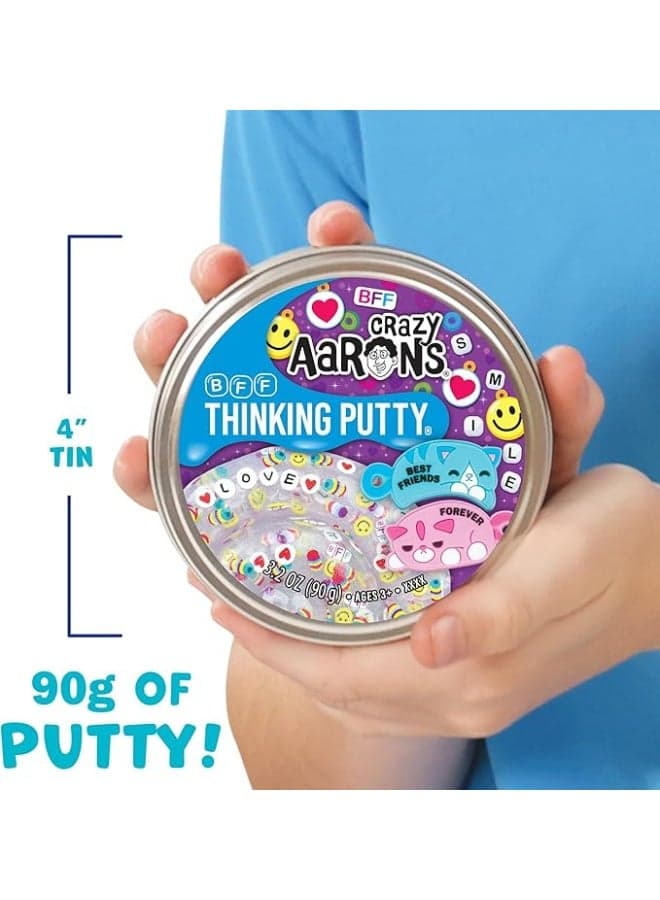 BFF - Full Size 4" Thinking Putty Tin | Heartfelt Shimmer: Features a pink and | Stress Relief Fidget Putty Toy