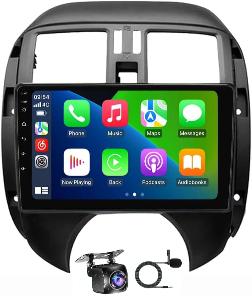 Fit Nissan Sunny Versa Car Stereo Sunny Android Screen 2008-2013 with Apple Carplay Android Auto Wireless WiFi DSP FM&AM BT AHD Camera Included (2+32GB Carplay)