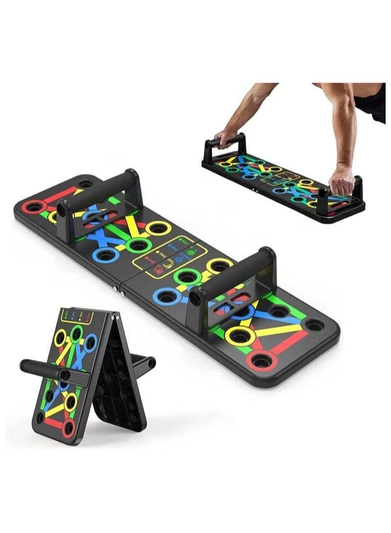 Push Up Board Multi Function 14 in 1 Push Up Bar Foldable Push Up Handles for Floor to Strengthen Arms Core and Back Portable Home Gym Strength Training Equipment for Men and Women