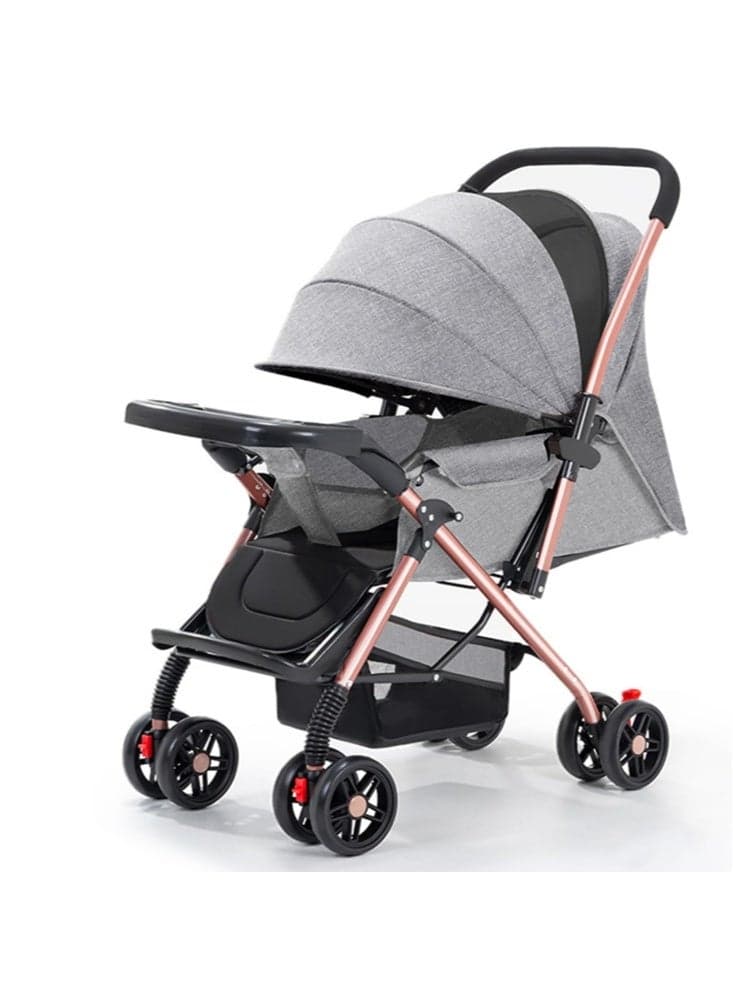 Baby Stroller for toddlers 0-3 years,One-click Foldable Lightweight Infant Travel Stroller With Storage Basket,Multi-Postion Reclining Seat, Grey