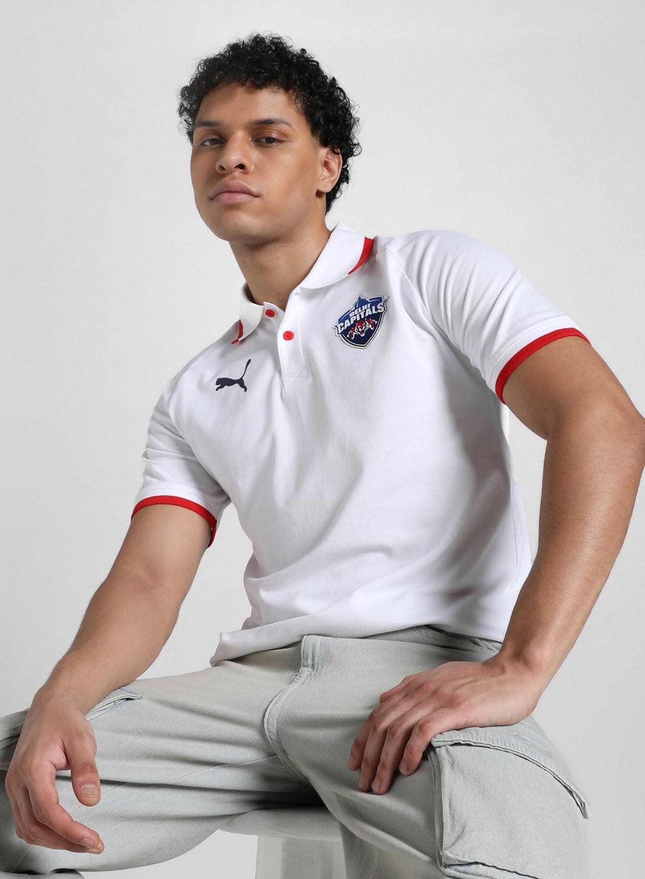 Delhi Capital Mens White Polo Shirt