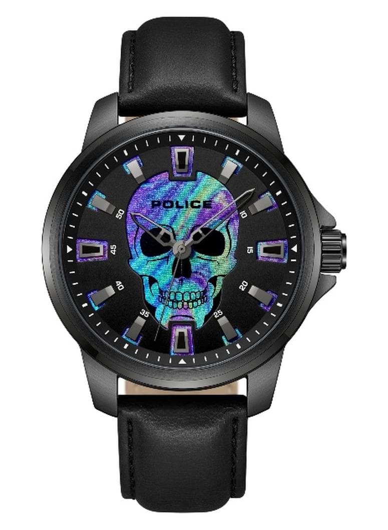 Men Mensor Men's Black Dial Black Genuine Leather Strap Analog Watch 44mm