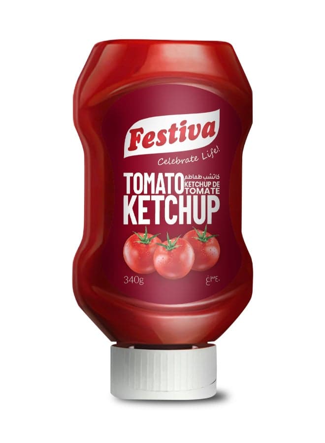 Premium Tomato Ketchup 340g Squeezy Upside Down Bottle - Rich Tomato Sauce for Burgers, Sandwiches, Fries and Snacks - Cooking and Dipping Sauce