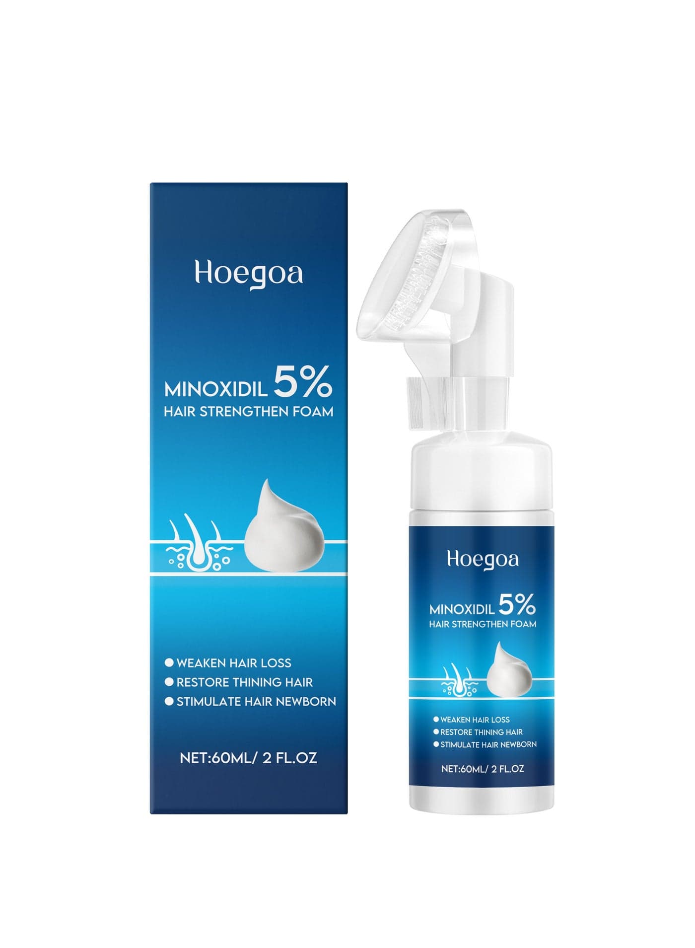 5% Minoxidil Foam for Hair Growth Hair Strengthen Foam to Stop Thinning and Hair Loss for Men and Women, Scalp Care and Volume and Fluff, 60ml/2fl oz