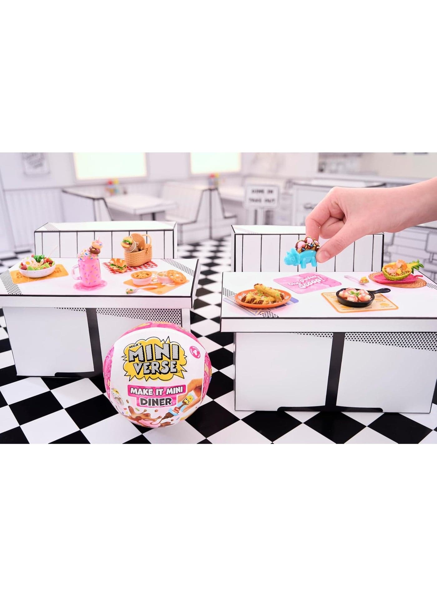 MGA’s Miniverse Make It Mini Foods Diner Series 4 Surprise, DIY Mini Resin Snack & Dessert Replicas with Ingredients, Recipe Card, Accessories, Table Display & Blind Packaging – 8 Styles- 546825
