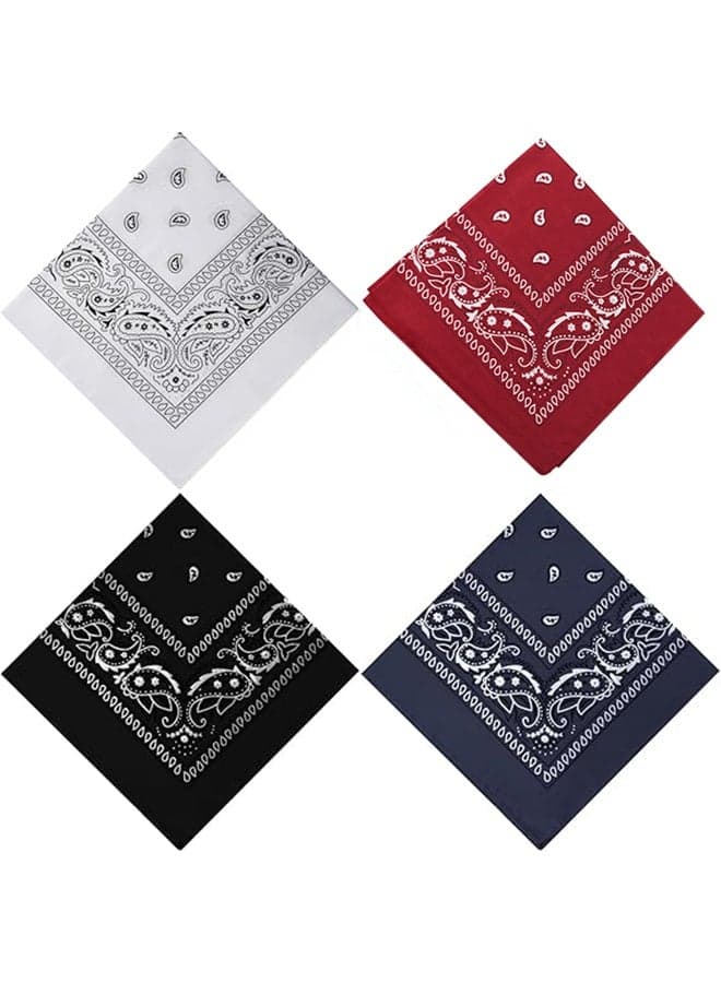 4 Pcs Versatile Paisley Bandanas, Face Masks, Scarves, and Headwear