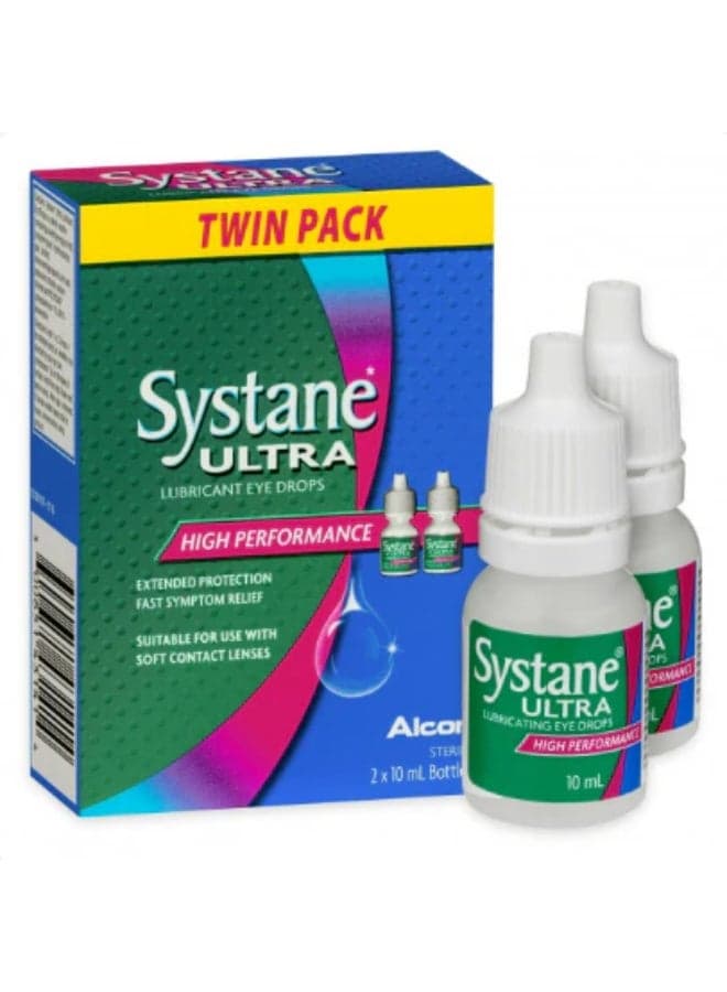 Systane Ultra Lubricant Eye Drops Twin Pack – 2 x 10ml – Fast & Long-Lasting Dry Eye Relief – Clinically Proven Extended Protection – #1 Doctor Recommended Artificial Tears – Packaging May Vary