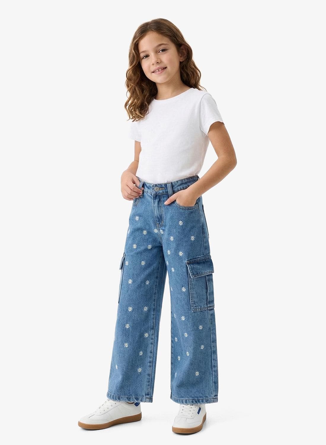 Embroidered Wide Leg Jeans