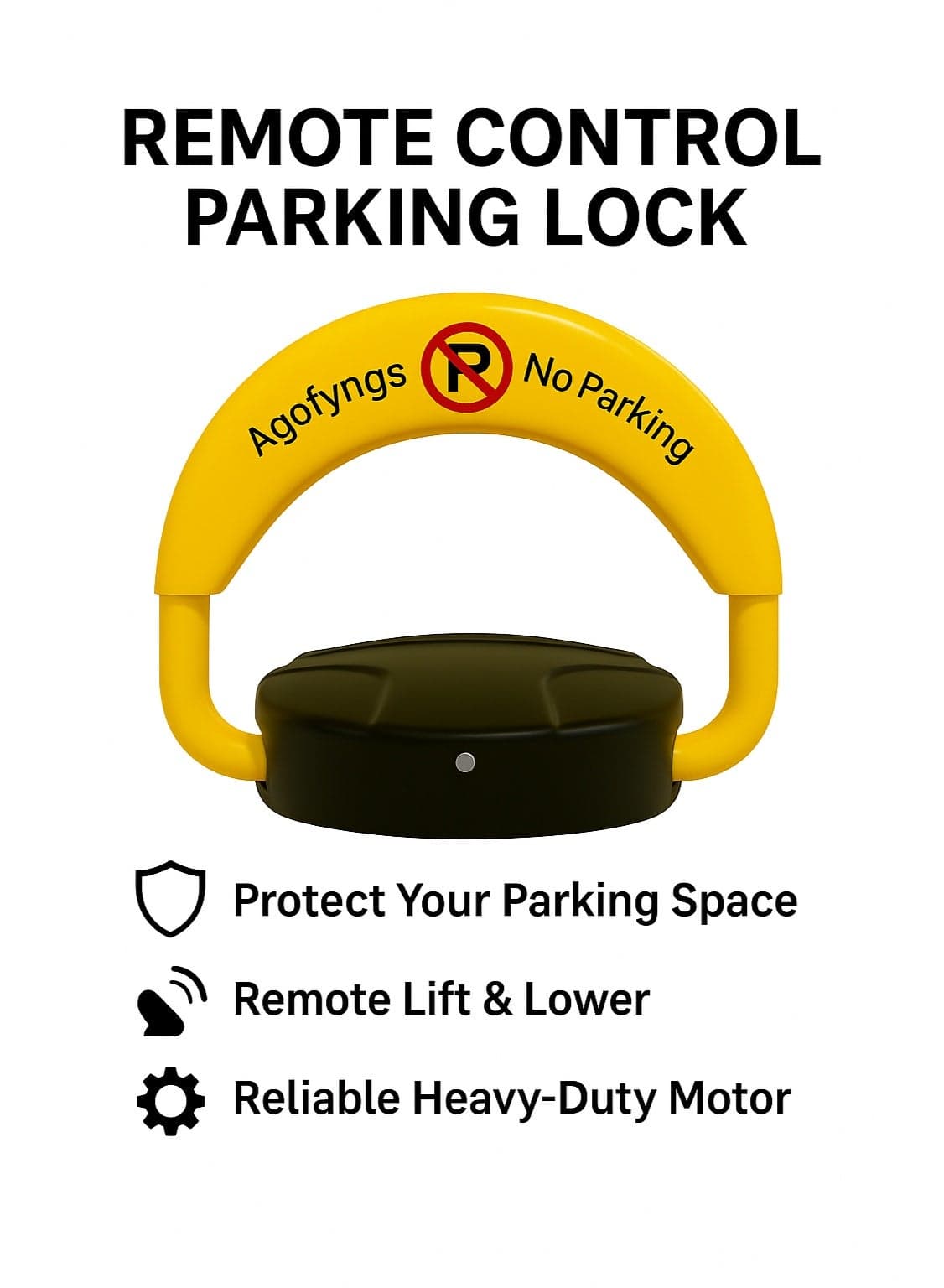 Agofyngs Premium Remote Control Parking Lock – Heavy-Duty Motor, Remote Lift & Lower, Protect Your Private Parking Space