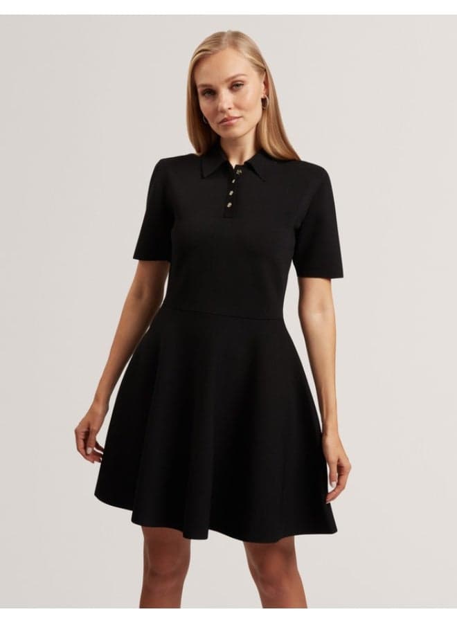 Mini Short Sleeve Knitted Polo Dress