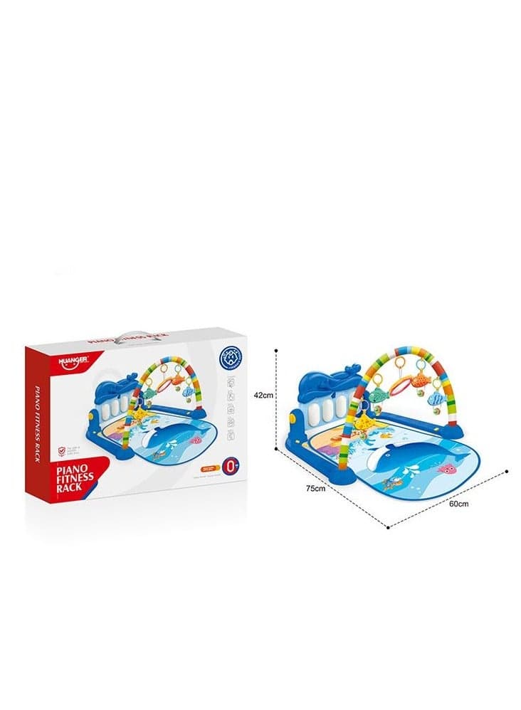 Piano Fitness Rack Baby Play Mat, Ocean Theme with Musical Piano, Activity Gym with Hanging Toys, 75 x 60 x 42 cm, Ages 3+ Months(Smart Baby Gym with Music)