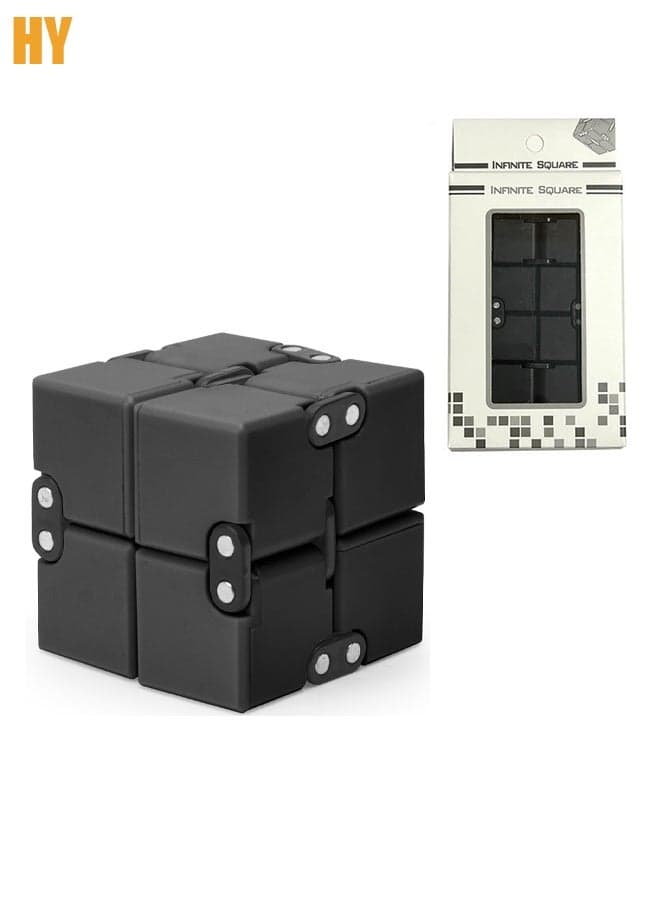 Cube Toy suitable for Adults & Kids, New Version Fidget Finger Toy Stress and Anxiety relief, Killing Time Fidget Toys Infinite Cube suitable for Office Staff (Black)