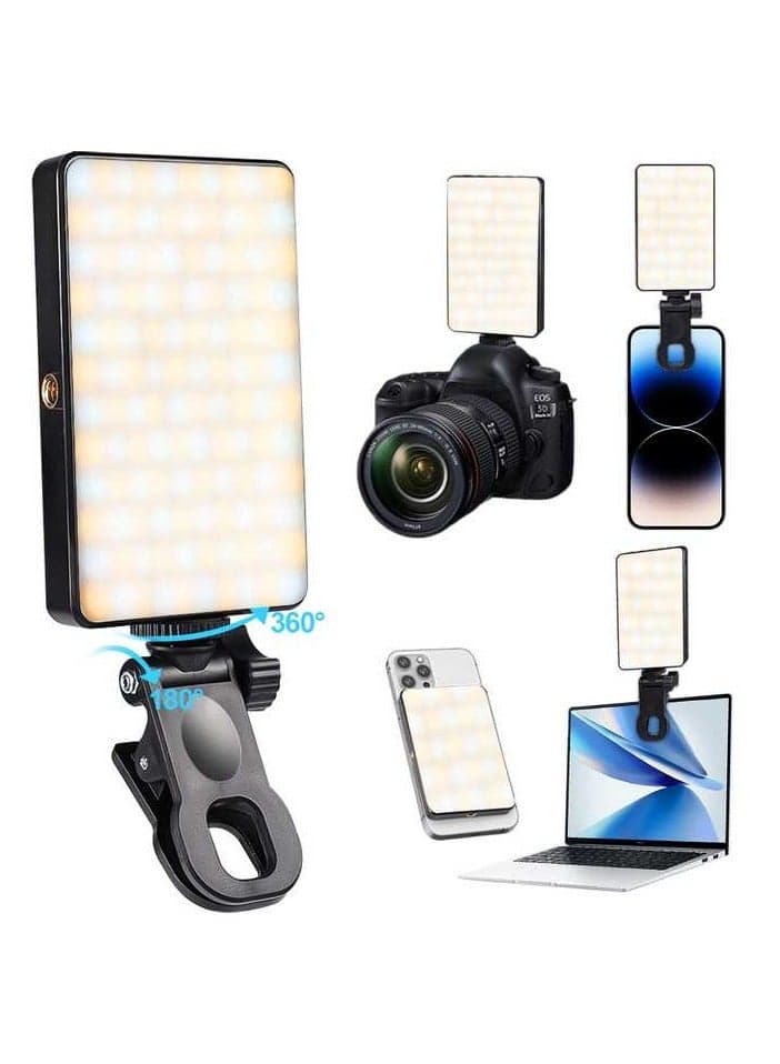 120 LED Selfie Fill Light With Front & Back Phone Clip, 3000mAh Rechargeable ,3 Modes with 10 Level,Portable Clip on Light for Phone/Tablet/Laptop, Zoom Call TikTok Video Fill Light