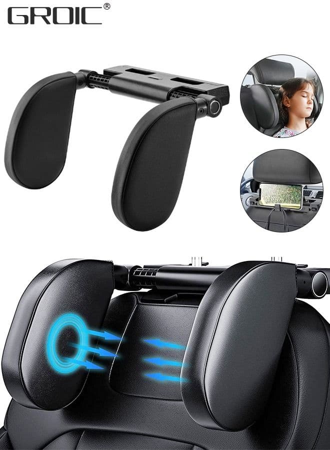 Car Headrest Pillow, 180° Adjustable, U- Shaped Design, Head, Neck Support Pillow, Travel Sleeping Car Headrest, Suitable for Kids and Adults,Head Neck Support Detachable, Car Interior