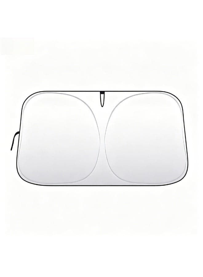 Car windshield sunshade with storage pocket, 190T high-density titanium silver layer + impact-resistant fabric, UPF50+ UV protection, titanium silver coating, foldable, suitable for most sedans and SUVs, keeps the vehicle cool.
