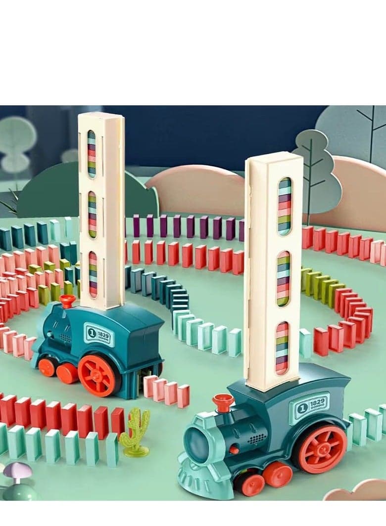 60 Pieces Dominos Train Toy Set,Kids Blocks Building Stacking Toy