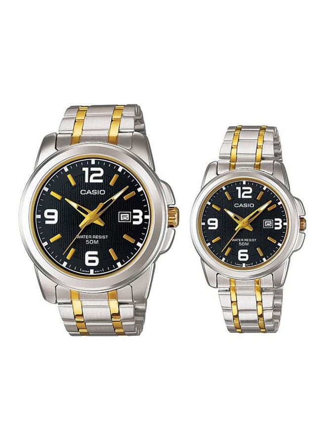 Unisex His And Her Couple Analog Watch MTP/LTP-1314SG-1A