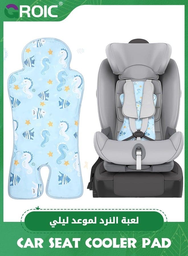 Baby Gel Car Seat Cooler Pad, Cooling Breathable Ice Mat, Stroller Chair Liners Cushion for Dining Safety (Blue)