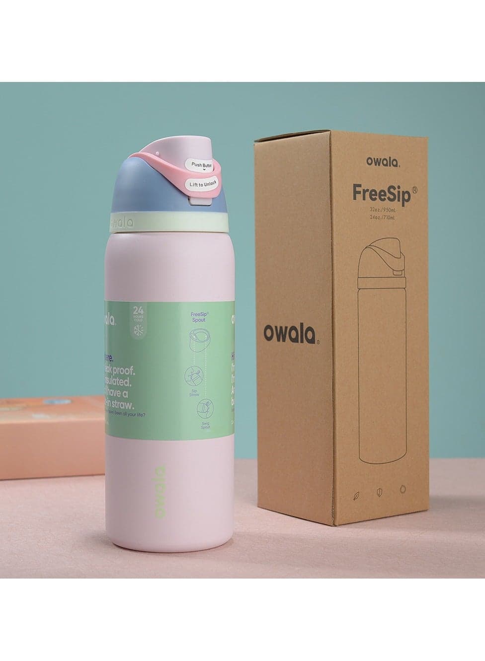 FreeSip Insulated Stainless Steel Water Bottle With Straw For Sports Travel And School BPA Free Sports Water Bottle(32OZ)
