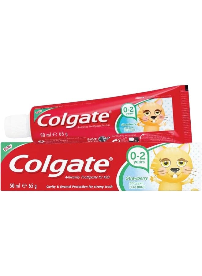 Colgate 0-2 Years Strawberry Flavour Cavity and Enamel Protection Toothpaste for Kids- 50ml