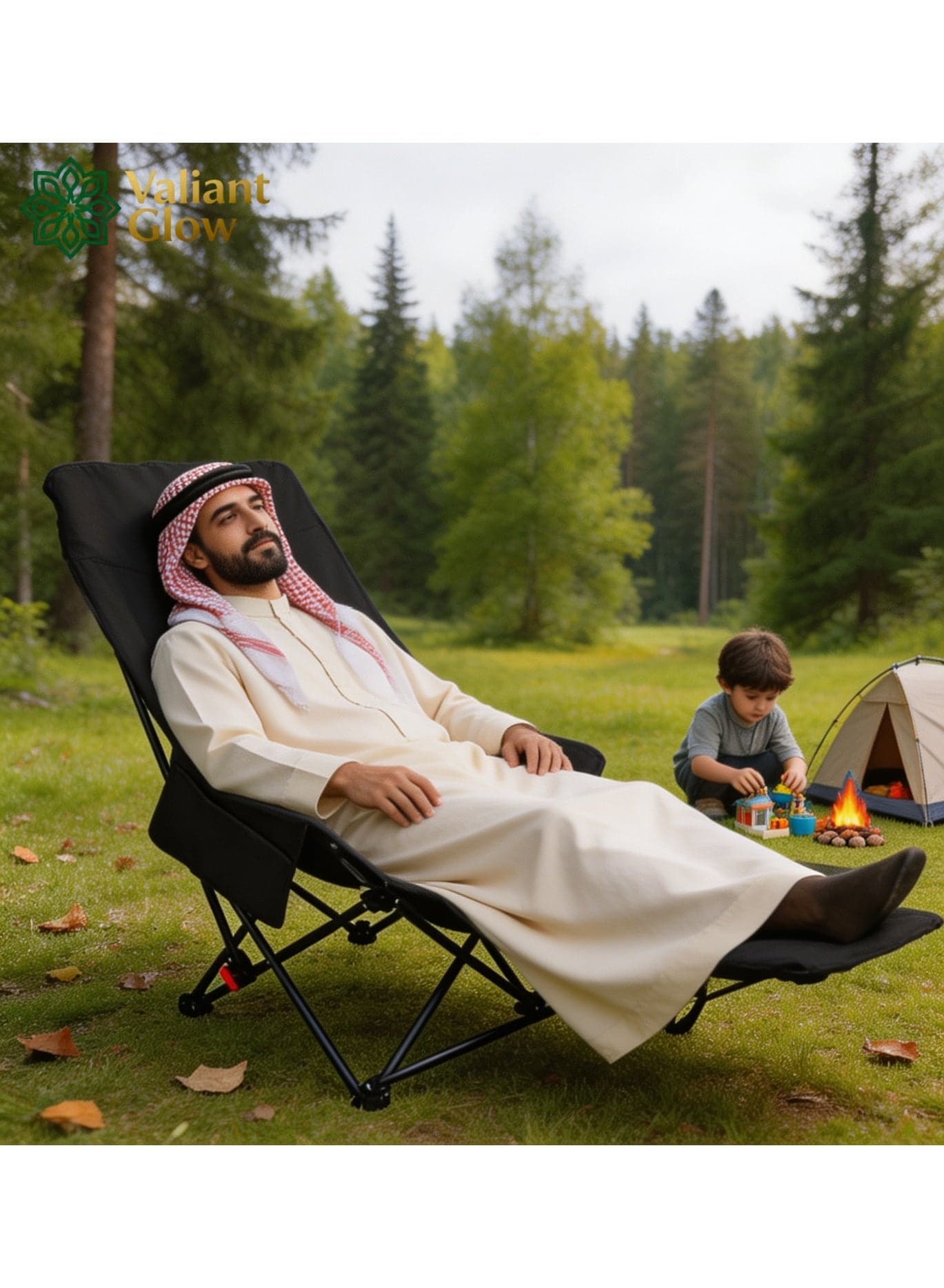 Outdoor portable camping chair | reclining chair | three-position adjustable angle | lightweight folding camping chair, 200 kg load capacity, high-back padded beach chair with armrests and portable carrying case, suitable for camping, traveling, hiking and beach activities.