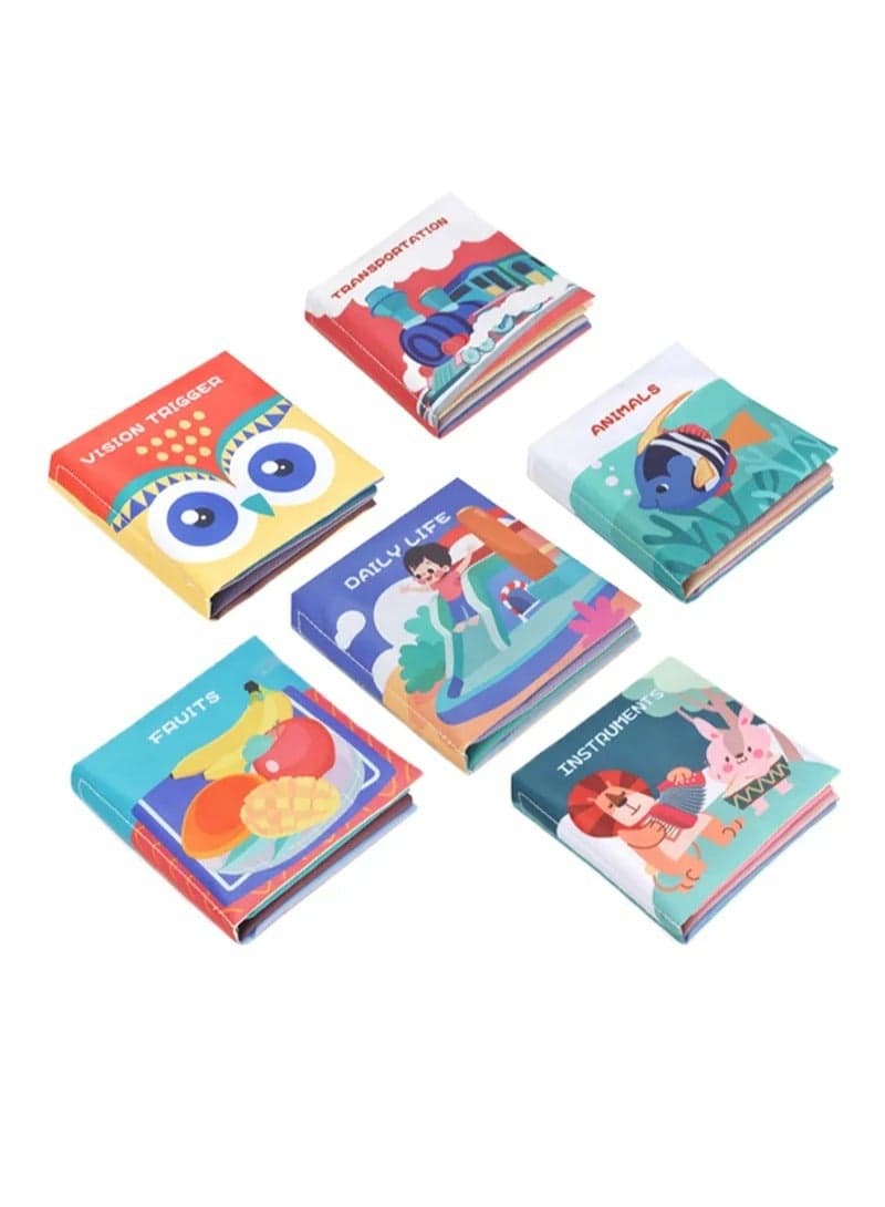 6-Piece Baby Soft Book Cloth Set Crinkle High Contrast Educational Learning Toy for Infant Fabric Activity Infants Toddler boy Girl Unisex