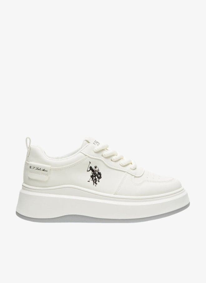 Women's White Sneakers - Bold Rugged Style Shoes with Durable Sole for Outdoor Wear