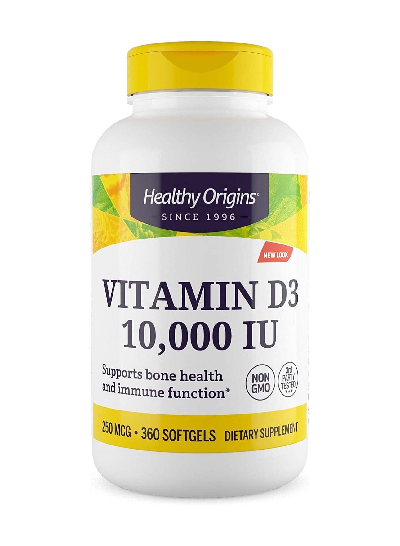 Vitamin D3 10,000 IU Supports Bone Health and Immune Function, NON GMO, 3RD Party Tested Dietary Supplement - 250 MCG 360 Softgels