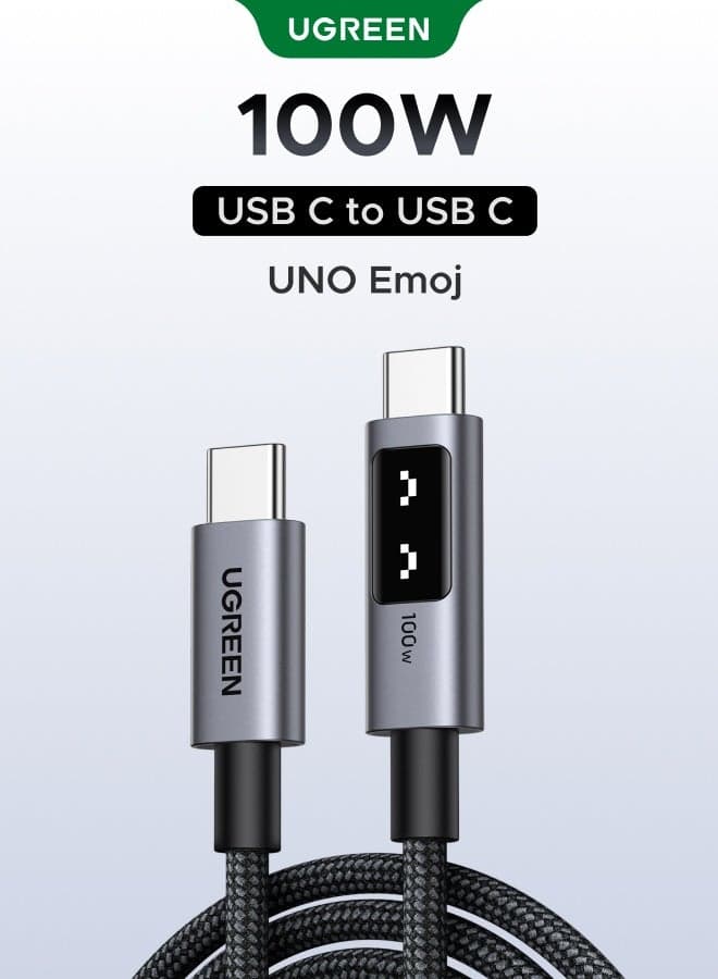 UGREEN UNO Type C Cable 100W 2M Braided USB C Cable Fast Charing Durable and Unique with LED indicator Compatible With iPhone 16 15 Series Samsung Galaxy S24 S23 Z Flip 6 5 Macbook Pro Air Mini iPad 2M-UNO