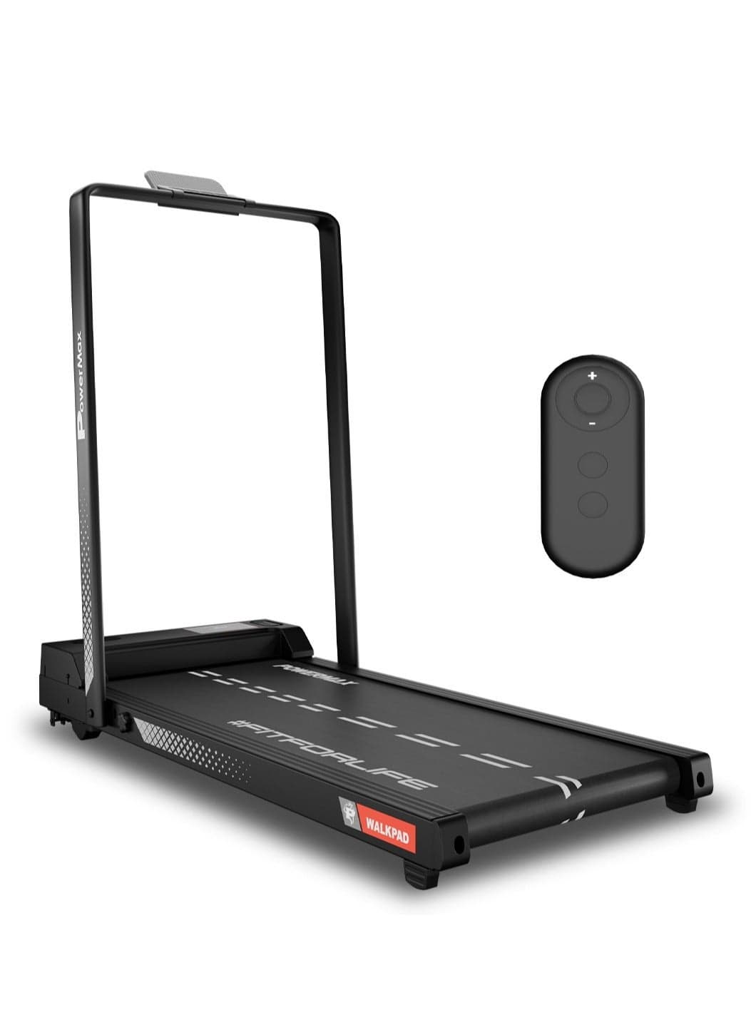 Powermax Fitness Walkpad (3Hp Peak) Compact Motorized Treadmill For Home-Office Use With Remote Control, Max User 110Kg, Top Speed 10Km/H, 1000X400Mm Running Deck, Led Display, Ipad & Mobile Holder