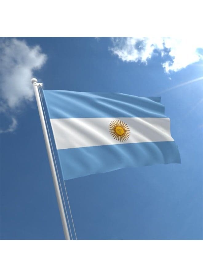ARS Argentina Flag - Heavy-Duty 210D Satin, Single -Sided Argentinian National Flags Polyester with for Outdoor/Indoor, Fade Resistant, Sport Day, Flag Day, And Home-Polyester- Size Available