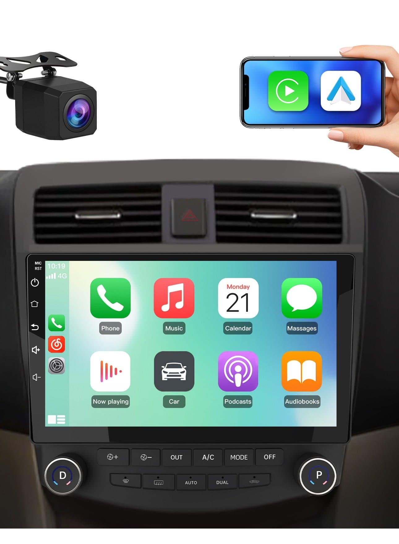 Android 12 Car Radio Stereo 10 inch Touch Screen with WiFi Bluetooth for Honda Accord 7th 2003 2004 2005 2006 2007