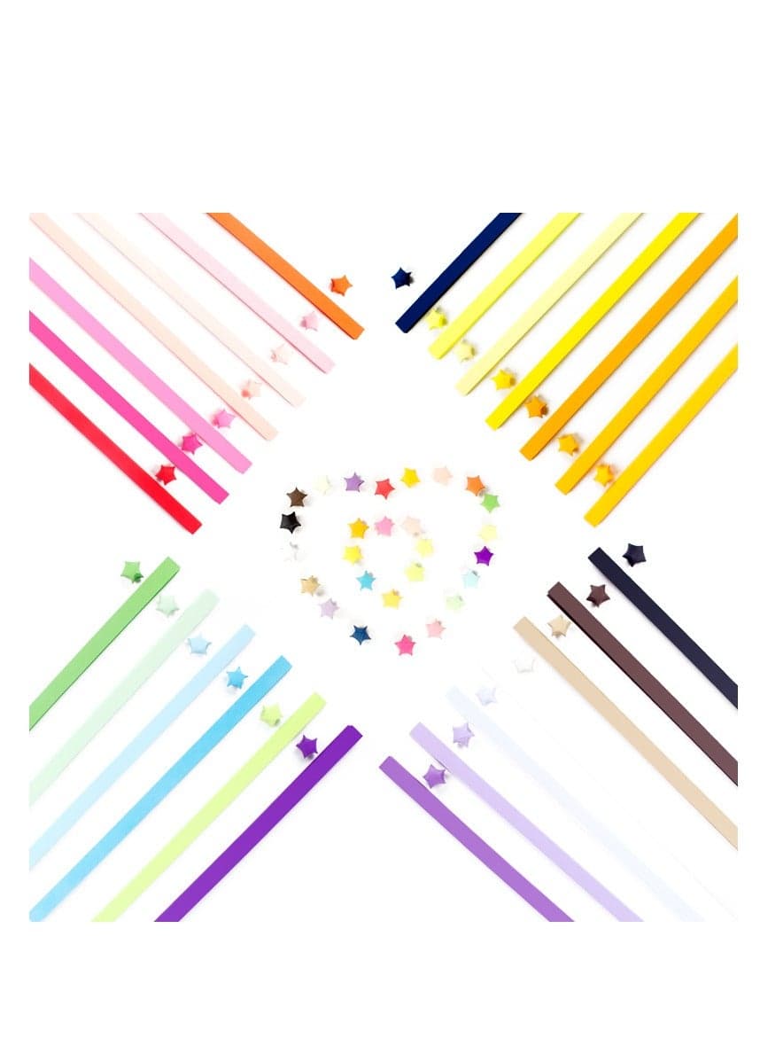 2700 Sheets Origami Stars Paper Strips Double Sided Lucky Colorful Star Decoration Folding Strips for Gifts DIY Arts Crafting Supplies, School Teaching, 27 Colors