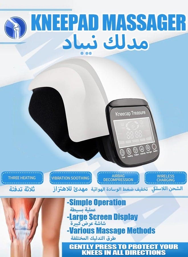 Wireless Knee Massager, Infrared Heat and Vibration Knee Pain Relief for Swelling Stiff Joints, Stretched Ligament and Muscles Injuries