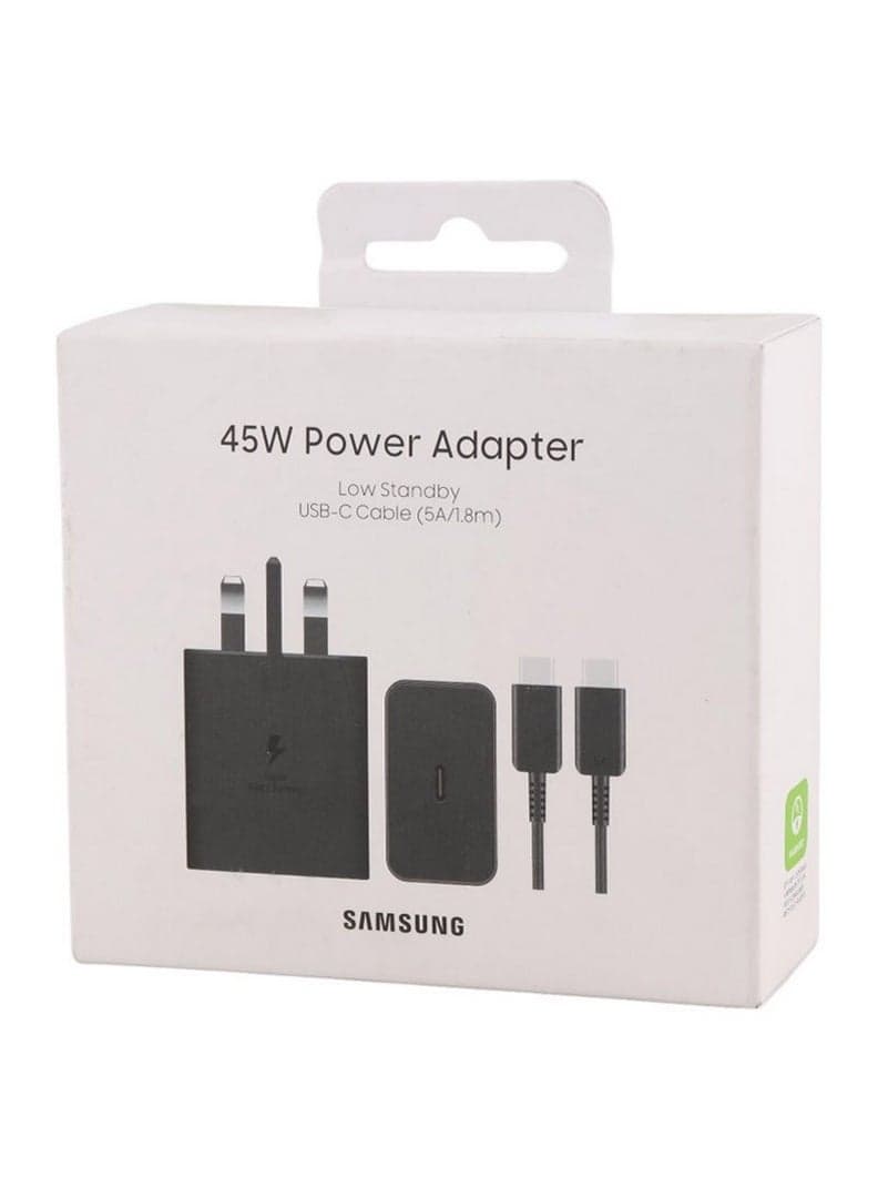 45W Power Adapter with USB-C Cable 5A 1.8m Super Fast Charging for Compatible Devices Black