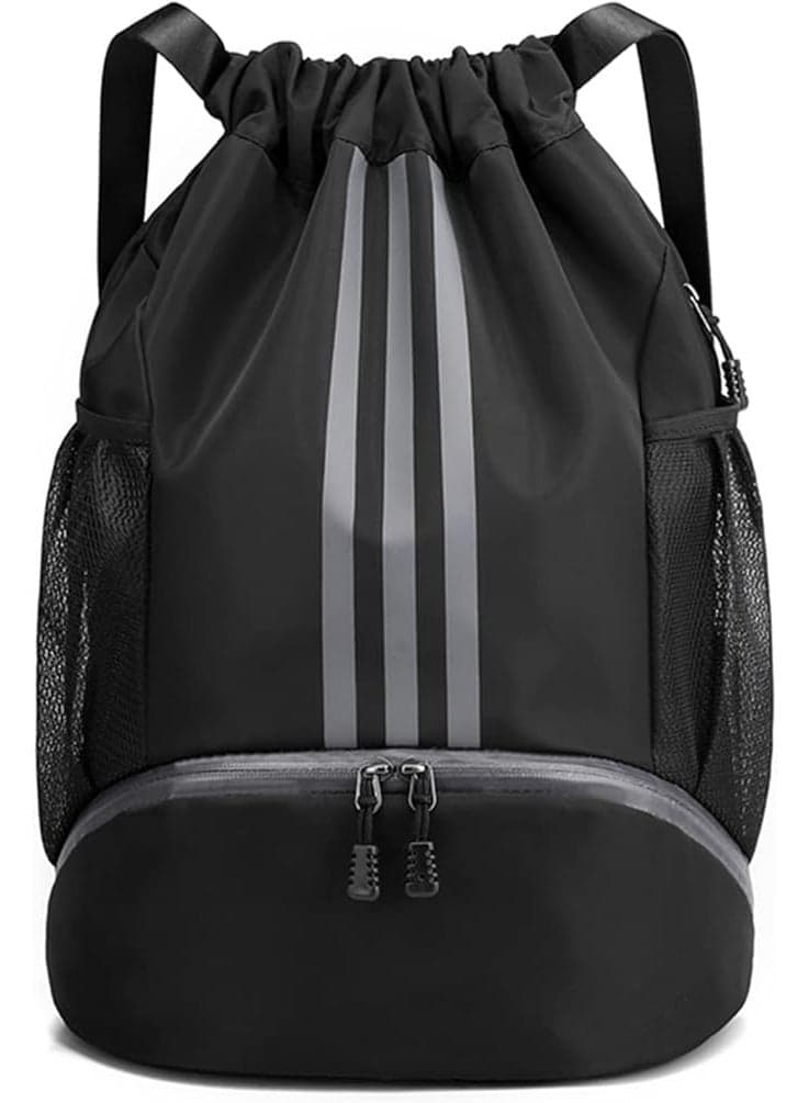 Drawstring Backpack Drawstring Bag Gym Sack String Bag Men Women, Basketball Bag Bundle Pocket Drawstring Backpack Student School Bag Football Bag Storage Bag Large Capacity Fitness (black)