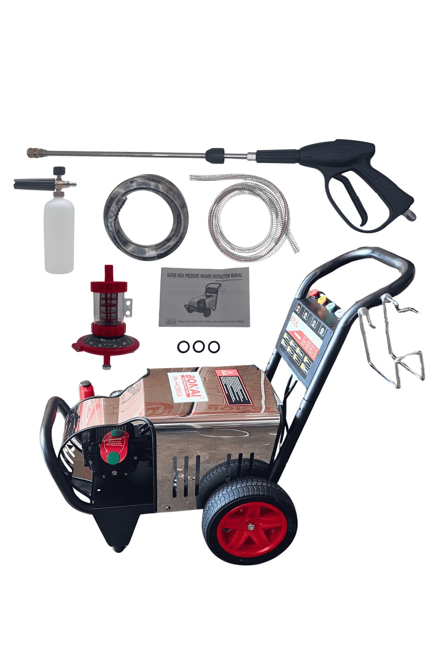 Heavy Duty Pressur Washer, 18MPa Max Flow 18L/min, Electric Motor 2.8KW, 220V Equipment for Garden Deck, Wall Cleaning, Factory Floor, Rust Removal, BN-HK2800A