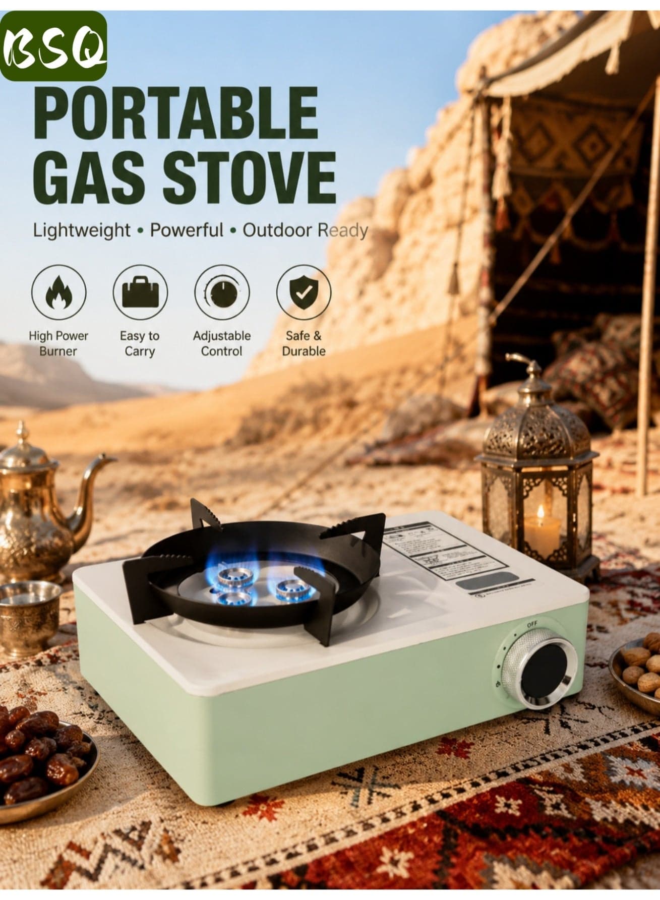 Portable Three-Burn Windproof Camping Stove | emergency gas stove、camp stove、camping accessories、camping stove、portable gas stove、portable stove | Gas Stove | BBQ Grill | Piezoelectric Ignition | Butane/Propane Dual Fuel Compatible | Includes Dedicated Storage Case | Suitable for Outdoor BBQs, Hiking Adventures, and Picnics