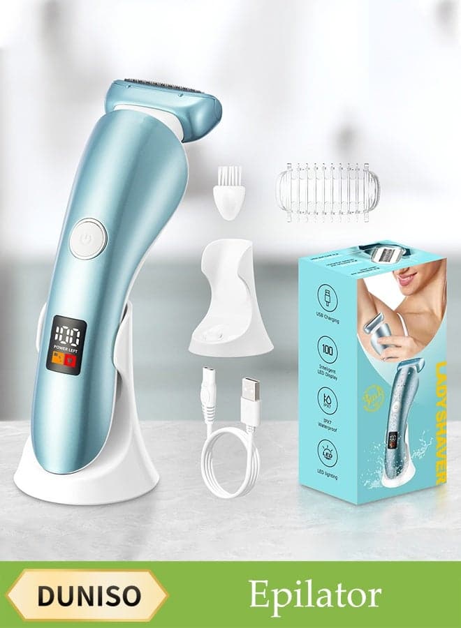 Electric Razor for Women,Painless 2 In 1 Ladies Shaver,Portable Waterproof Bikini Trimmer,Rechargeable Wet and Dry Cordless Lady Hair Removal Device,for Face, Leg and Underarm Epilator